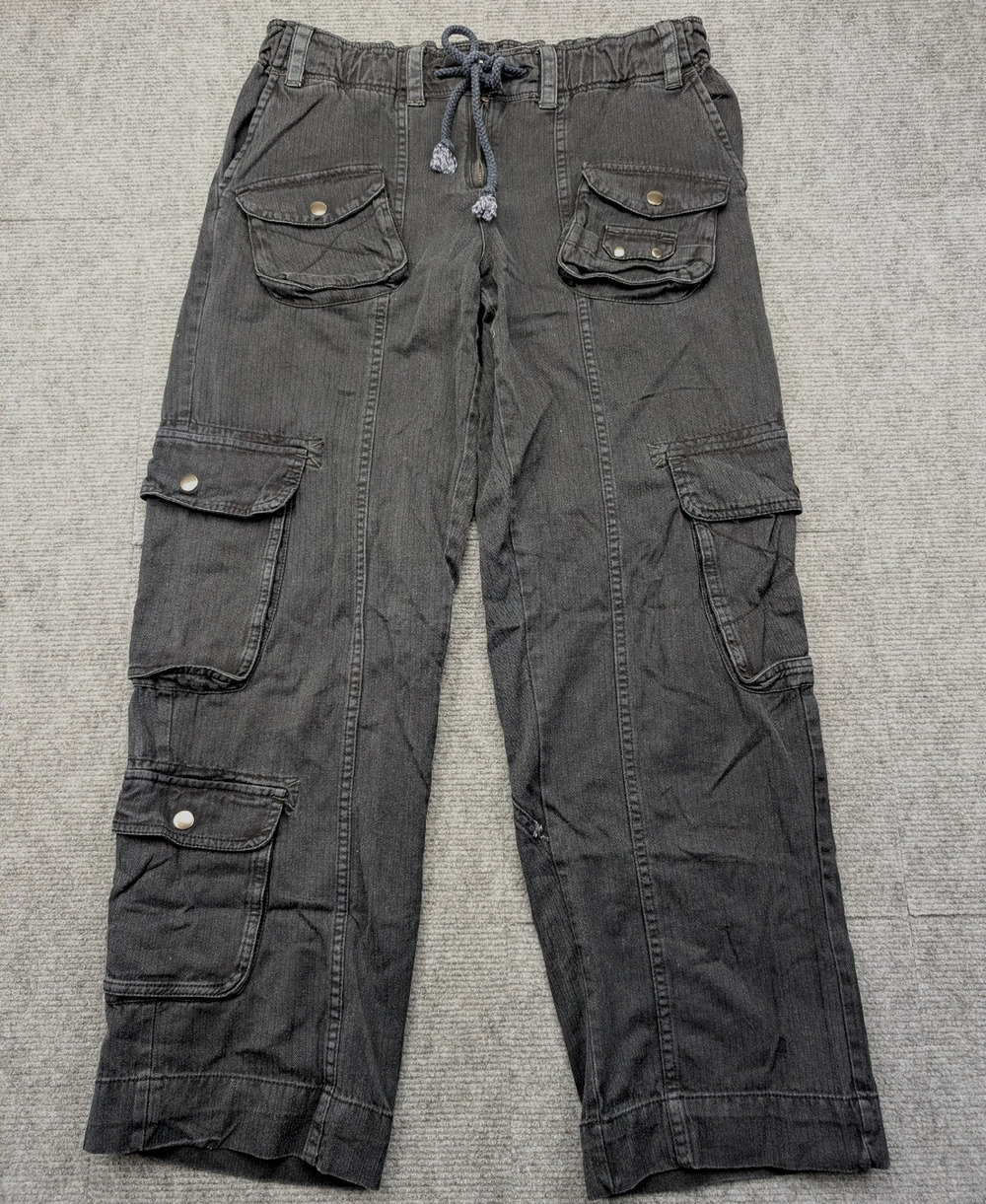 Free People Tahiti Cargo Pants Womens Small Blue Pull On Boho Utility Gorpcore